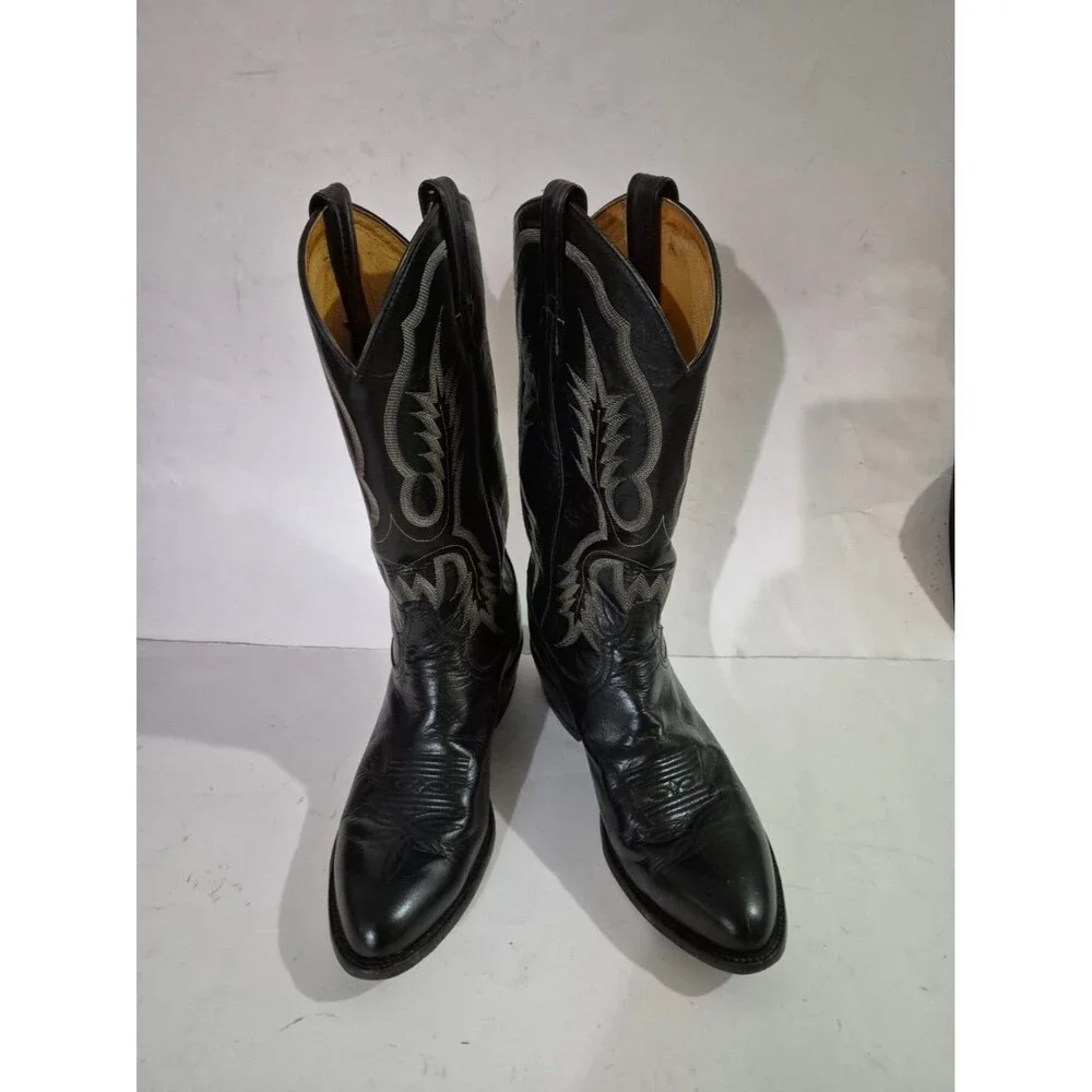 Tony Lama Style #2914 Black Leather Western Boots Men's Size 9EE USA